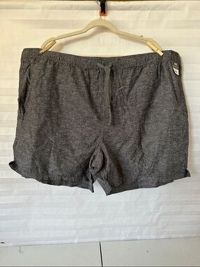 No Boundaries Plus Size Women's 3XL Black Linen Shorts Drawstring Waist 48-50